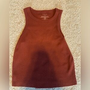 Maroon waffle knit cropped tank .